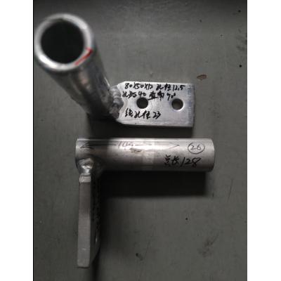 铝 接线掌  总长128 掌长80 掌宽50 掌厚12 孔数2 孔径φ12.5 邻边孔距40*40 对角孔距无 线夹长度145 线管内径φ23 抱箍厚度7 有图纸 内部编号26