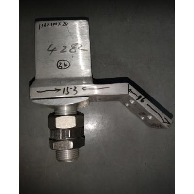 铝 接线掌  尺寸1总长153+96 掌长84 掌宽80 掌厚15 孔数4 孔径φ12 邻边孔距40*40 对角孔距58 线夹长度无 线管内径无 抱箍厚度无  尺寸2未打孔 掌长110 掌宽100 掌厚20  有图纸 内部编号34